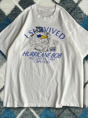 I Survived Hurricane Bob 1991 Graphic Tee Nostalgic Y2K Vibe
